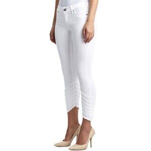 True Religion Halle Crop Mid Rise Super Skinny White Jeans Women Size 29